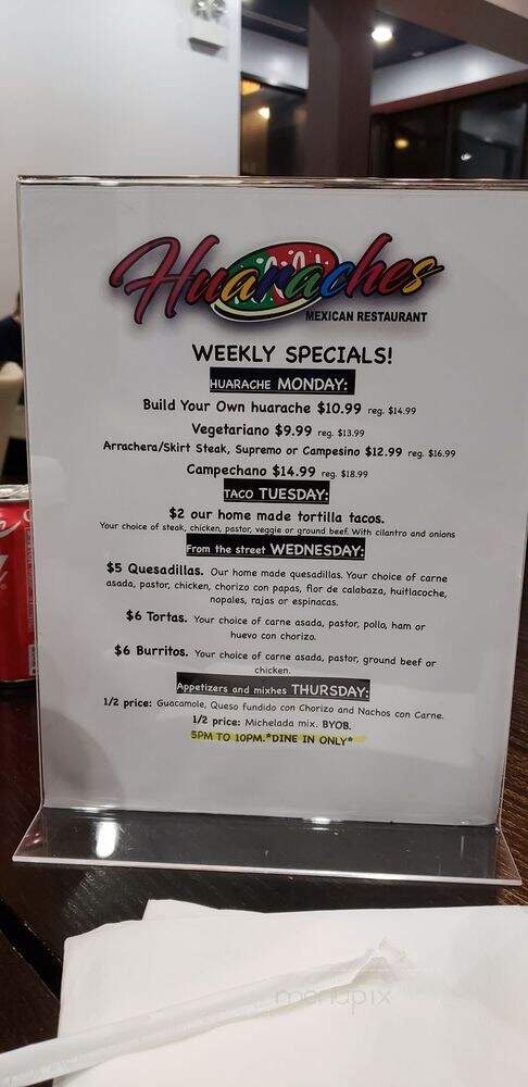 Huaraches Mexican Restaurant - Chicago, IL menu_pic