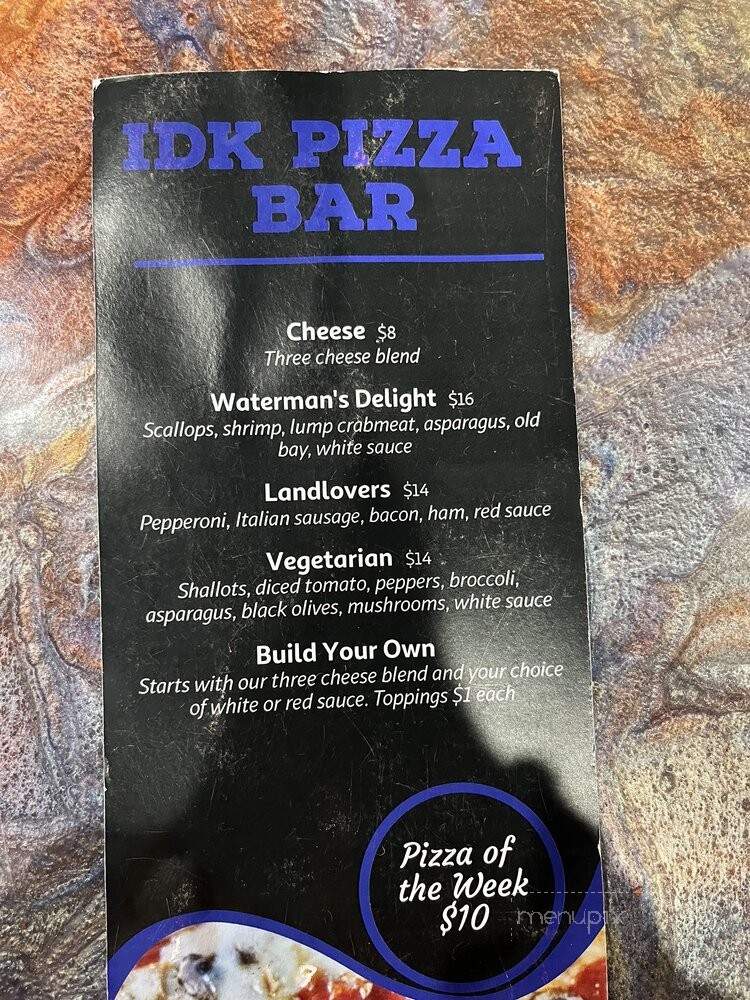 IDK Raw Bar Grill and Gaming - Hayes, VA menu_pic