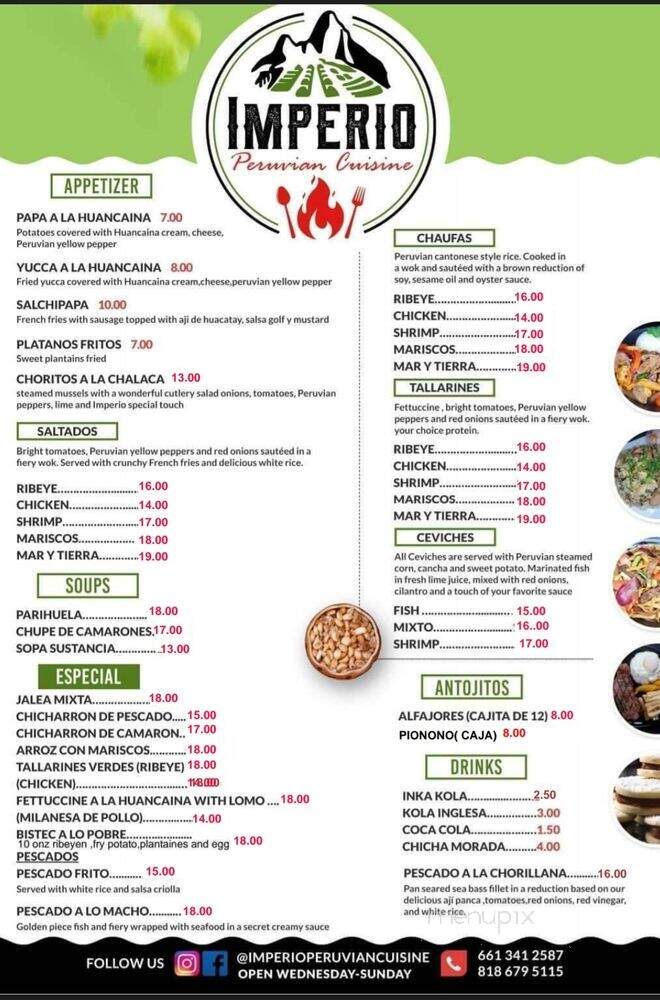 Imperio Peruvian Cuisine - Palmdale, CA menu_pic