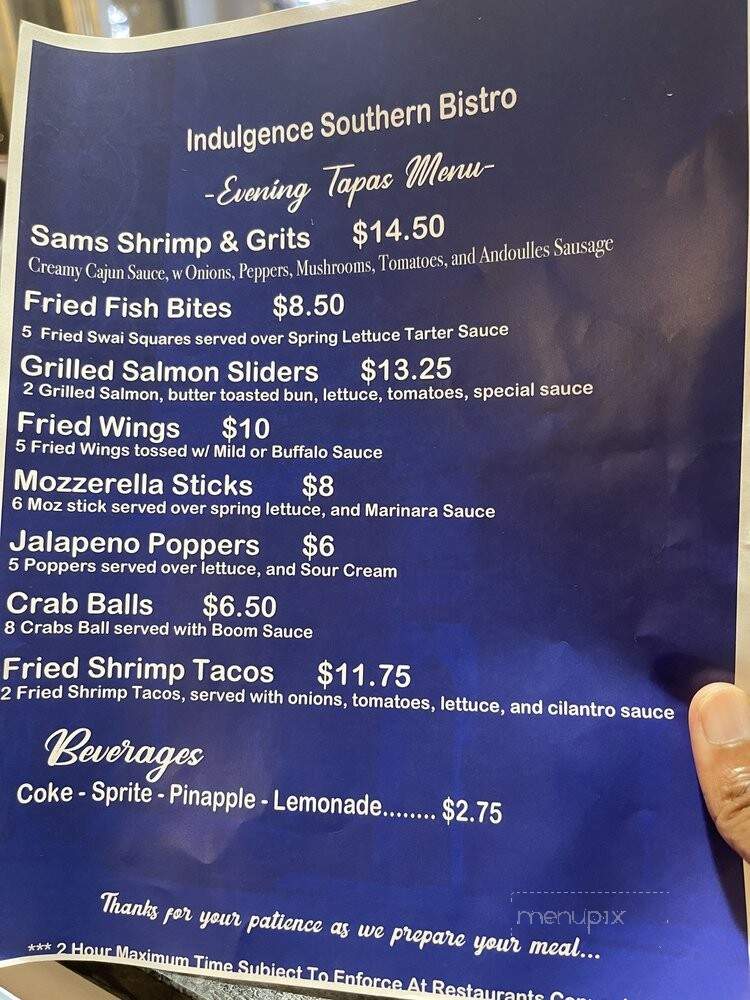 Indulgence Southern Bistro - Jacksonville, FL menu_pic