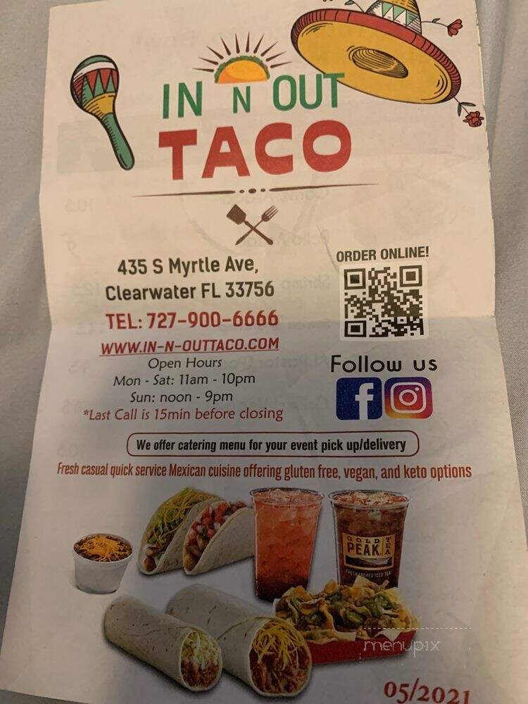 In N Out Taco - Clearwater, FL menu_pic