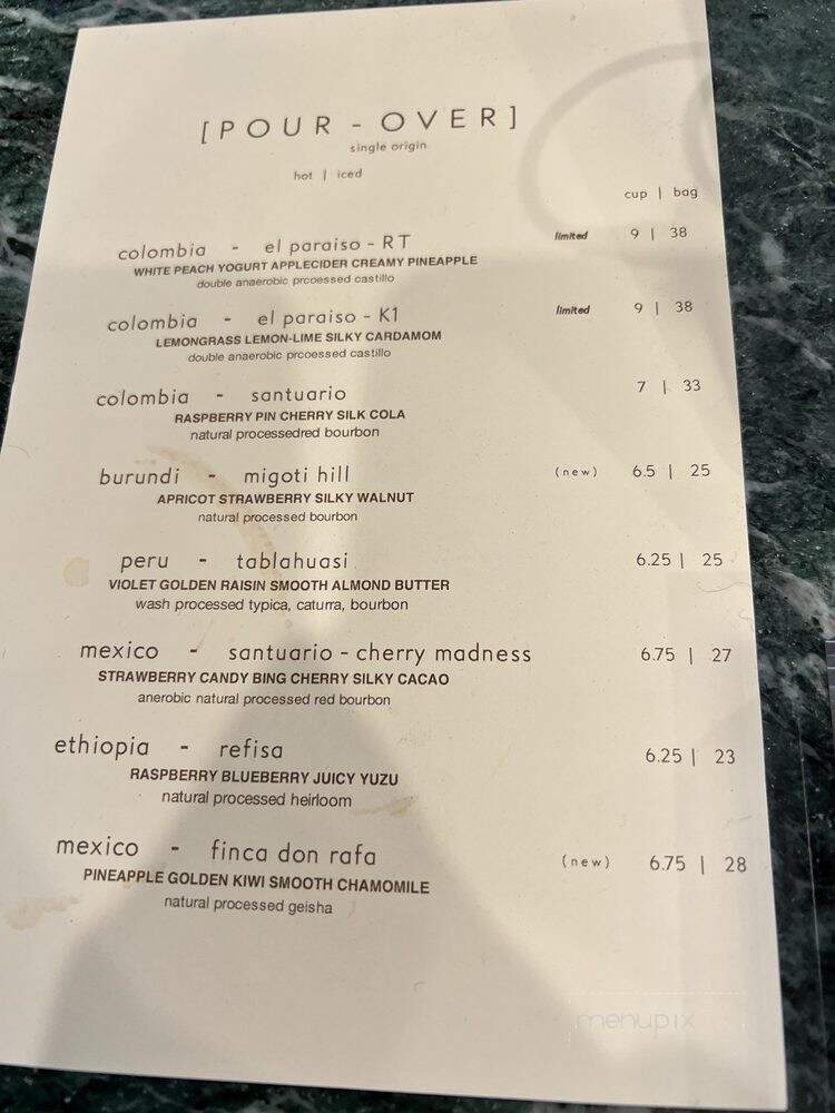 In-sit Coffee - Costa Mesa, CA menu_pic
