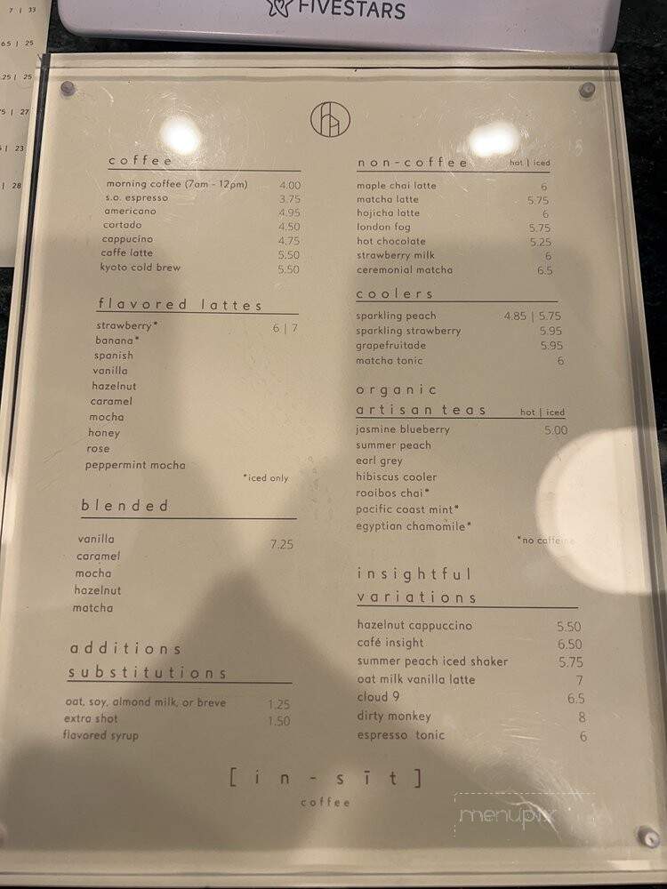 In-sit Coffee - Costa Mesa, CA menu_pic