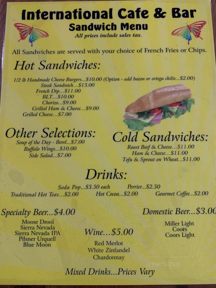 International Cafe & Bar - Austin, NV menu_pic