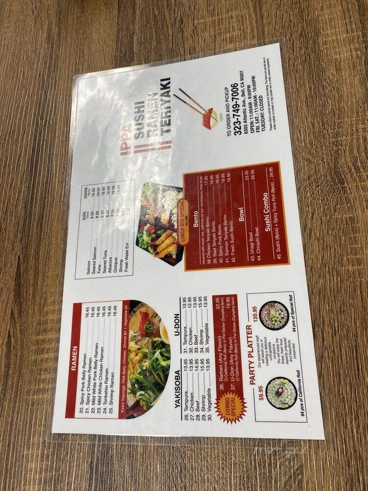 Ippa Sushi Ramen - Bell, CA menu_pic