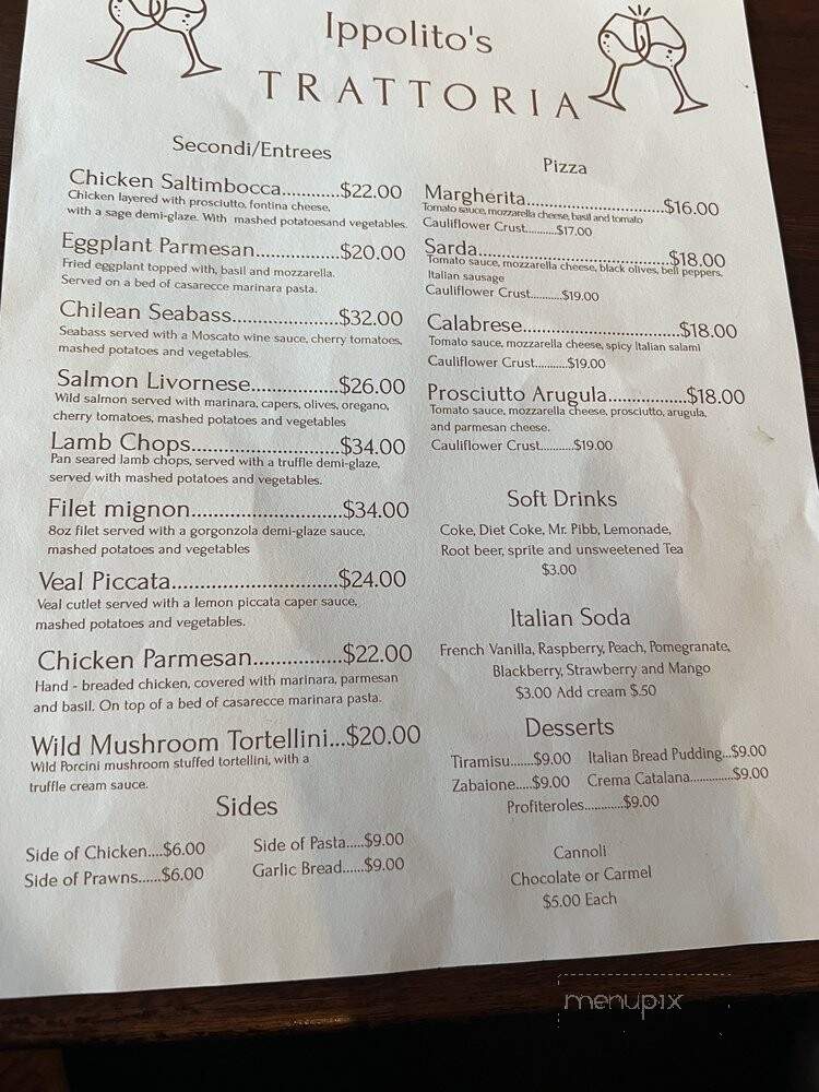 Ippolito's Trattoria - Sacramento, CA menu_pic