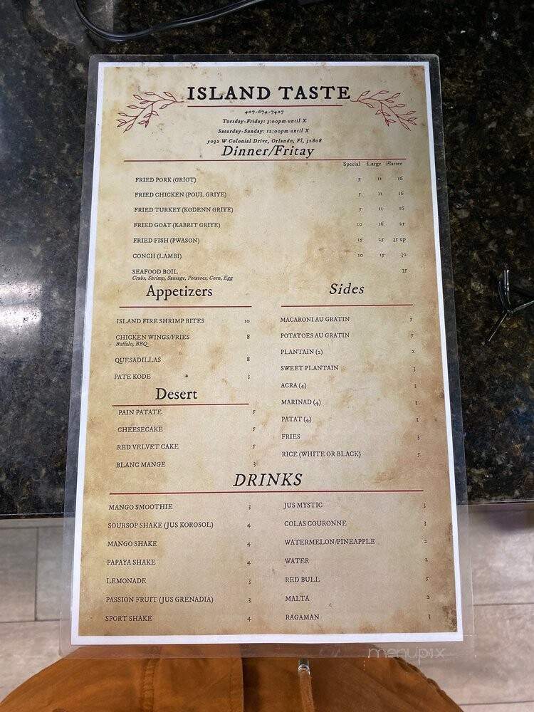 Island Taste Hookah Bistro Lounge - Orlando, FL menu_pic