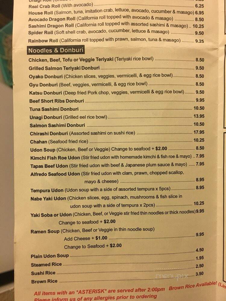 I Sushi - Vancouver, BC menu_pic
