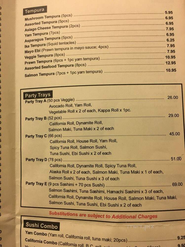 I Sushi - Vancouver, BC menu_pic