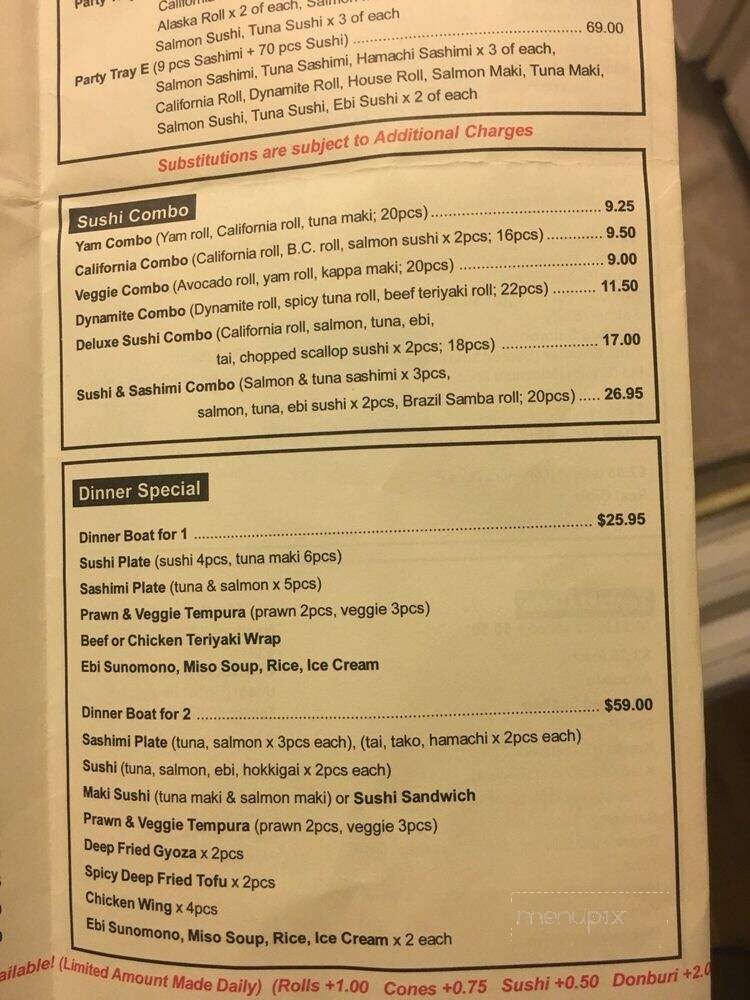 I Sushi - Vancouver, BC menu_pic