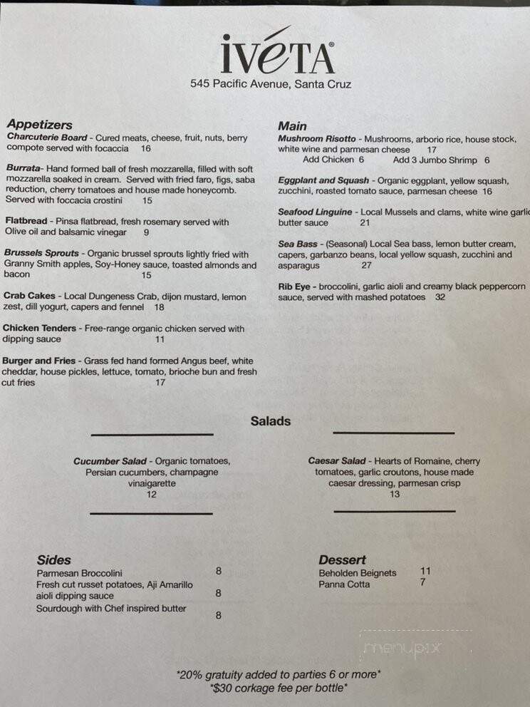 Iveta 545 - Santa Cruz, CA menu_pic