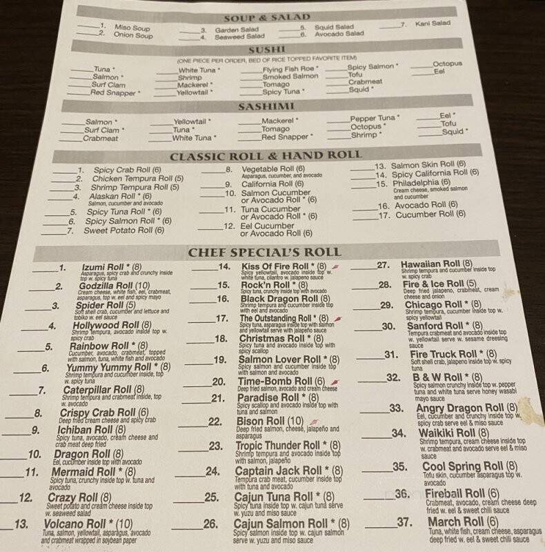 Izumi Sushi & Hibachi All You Can Eat - Cedar Rapids, IA menu_pic