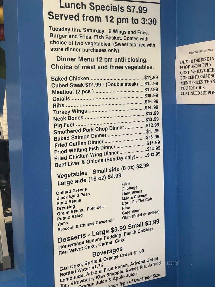 Jackson's Soul Food - Jonesboro, GA menu_pic