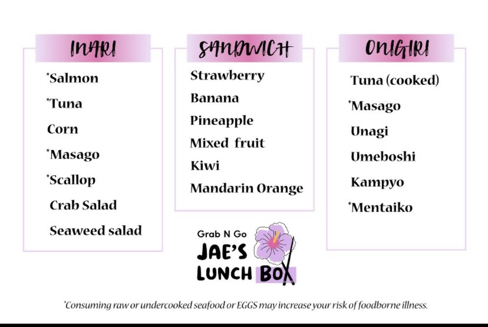 Jae's Lunchbox - Bellevue, WA menu_pic