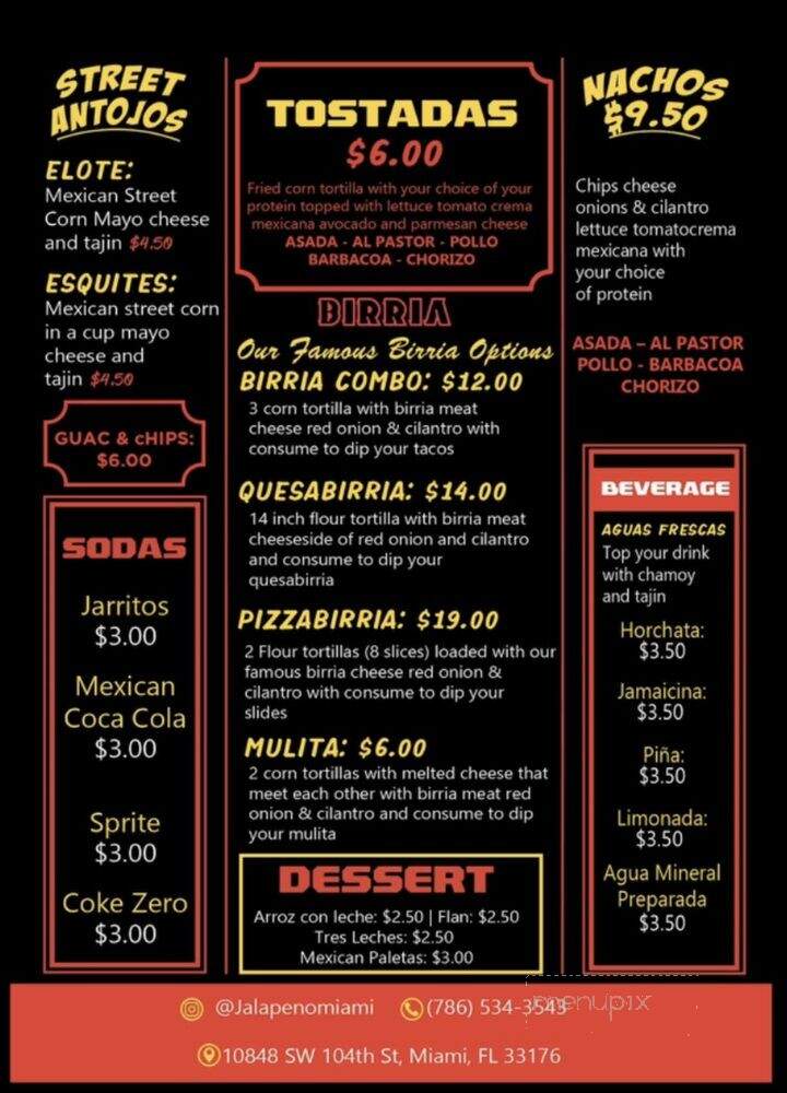 Jalapenos Killian - Kendall, FL menu_pic