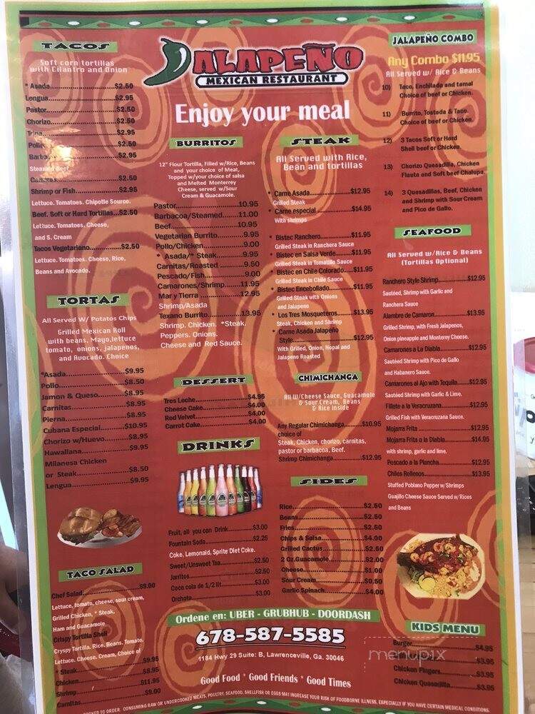 Jalapeno Mexican Restaurant - Lawrenceville, GA menu_pic