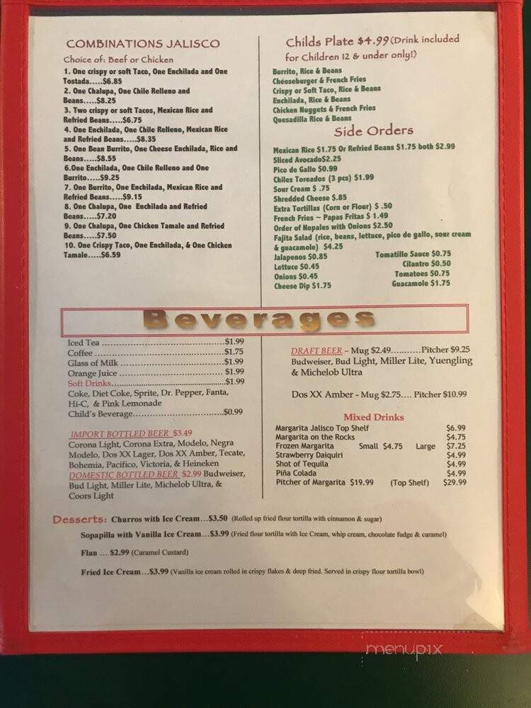 Julisco Mexican Resturant - Nashville, TN menu_pic