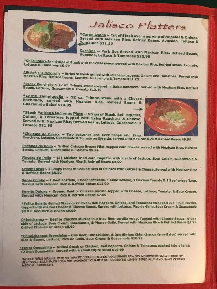 Julisco Mexican Resturant - Nashville, TN menu_pic