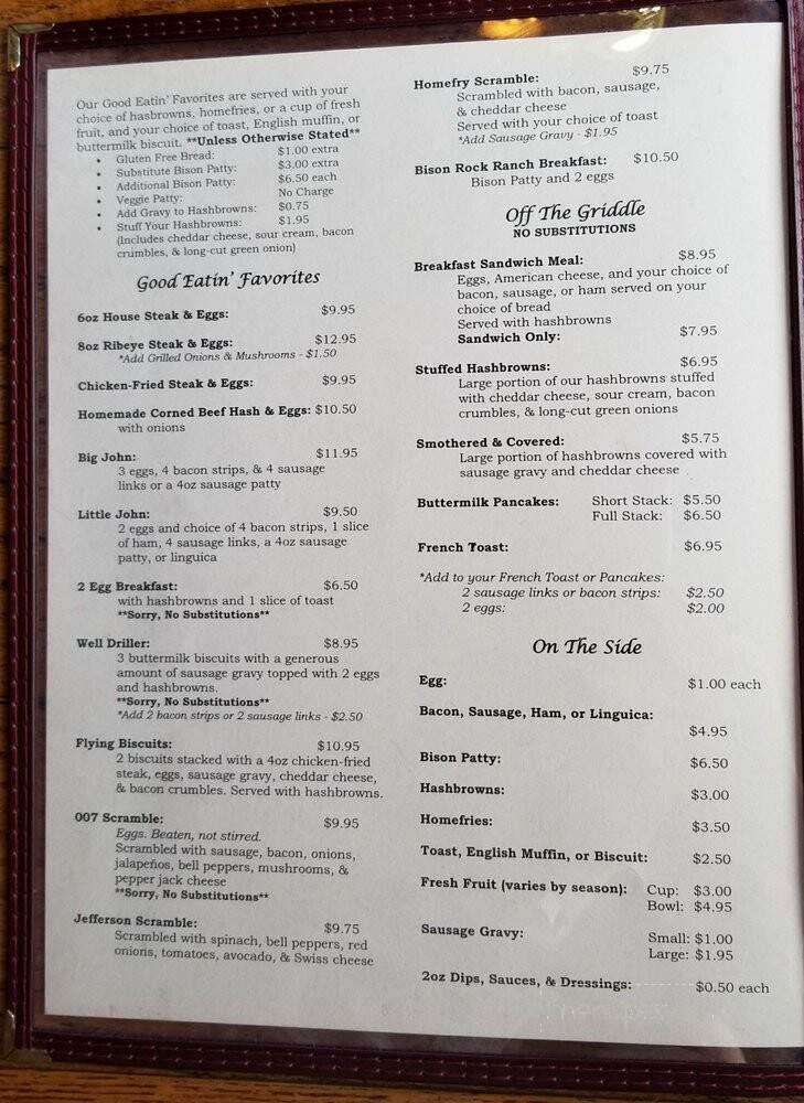 Classic 50's Diner - Yreka, CA menu_pic