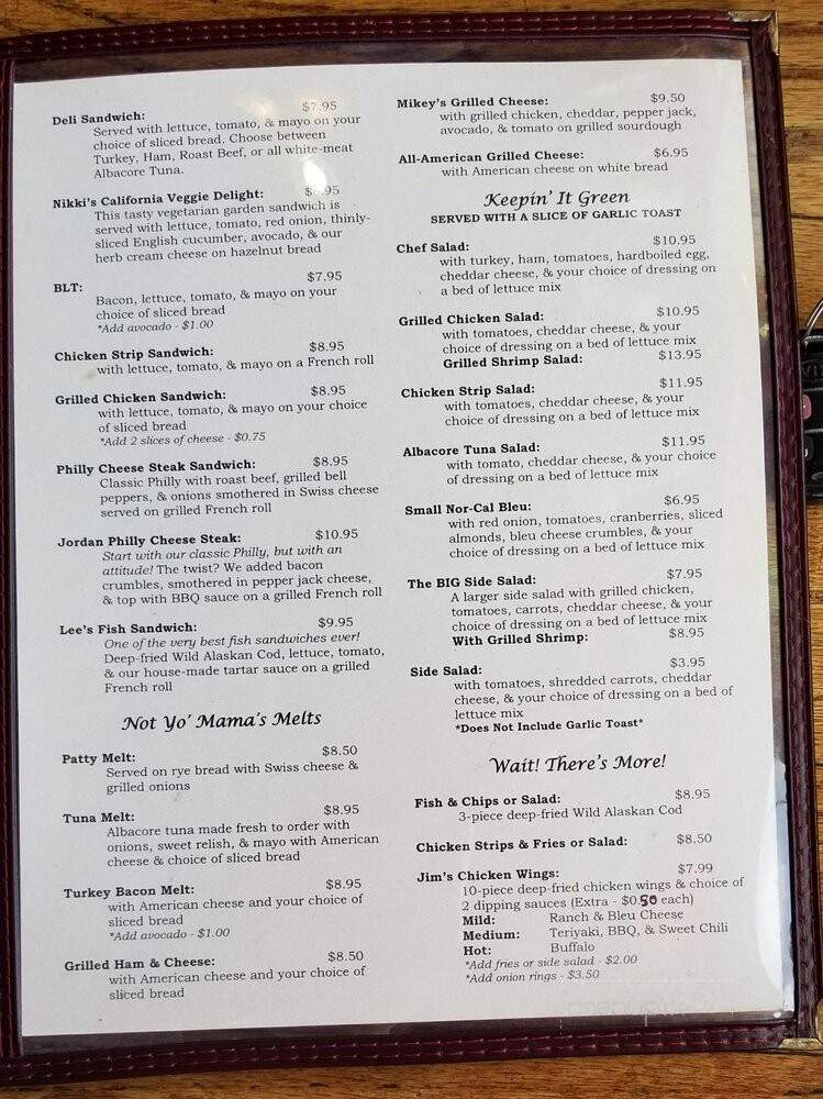 Classic 50's Diner - Yreka, CA menu_pic