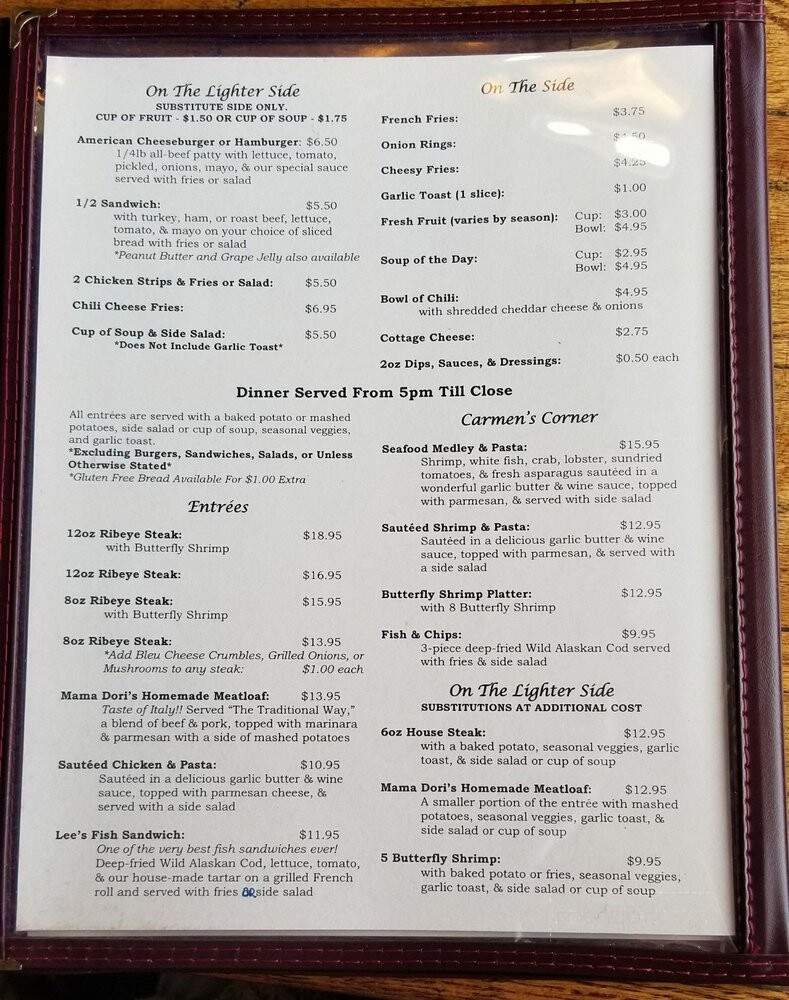 Classic 50's Diner - Yreka, CA menu_pic