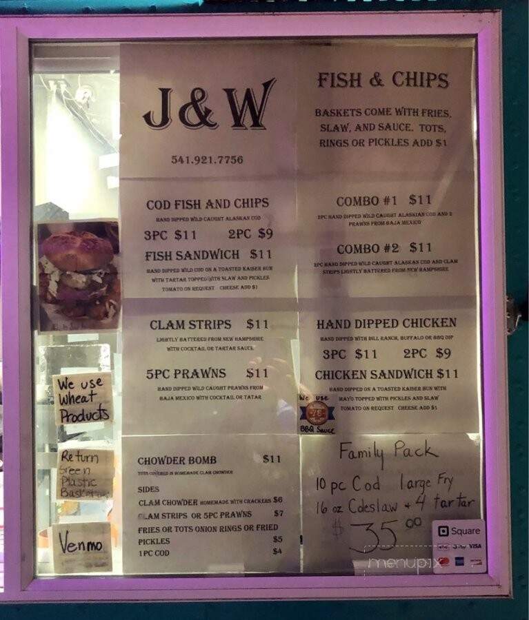 J & W Fish and Chips - Portland, OR menu_pic