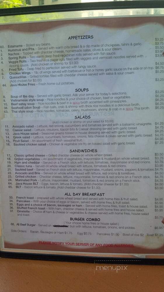 Java House - Toronto, ON menu_pic