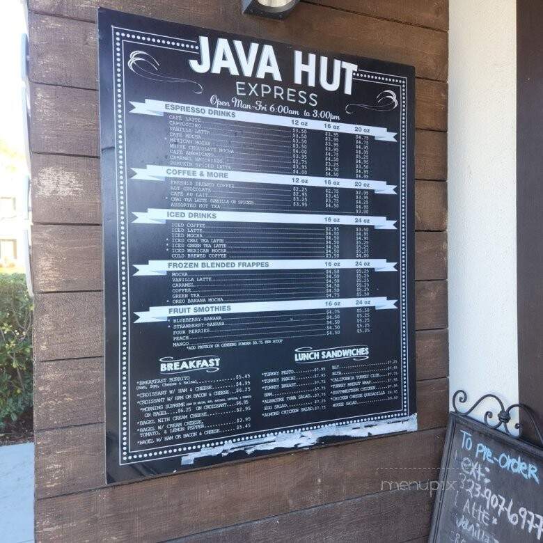 Java Hut Express - Irvine, CA menu_pic