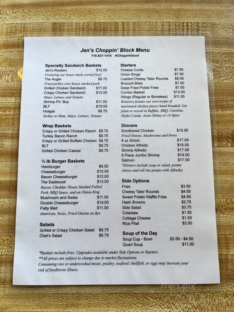 Jen's Choppin' Block - Dallas, WI menu_pic