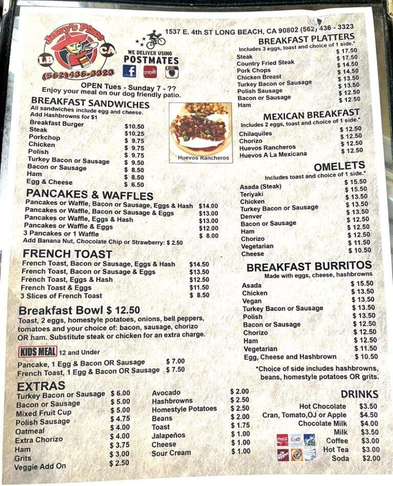 Tony's Place - Long Beach, CA menu_pic