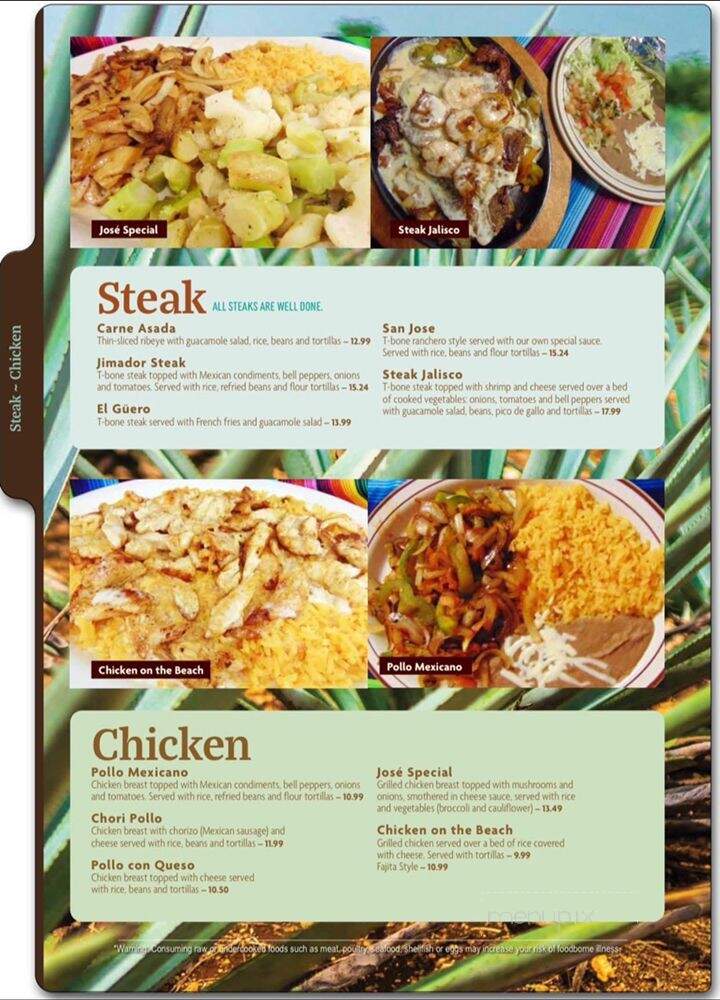 Jimador Bar & Grill - Dale, IN menu_pic