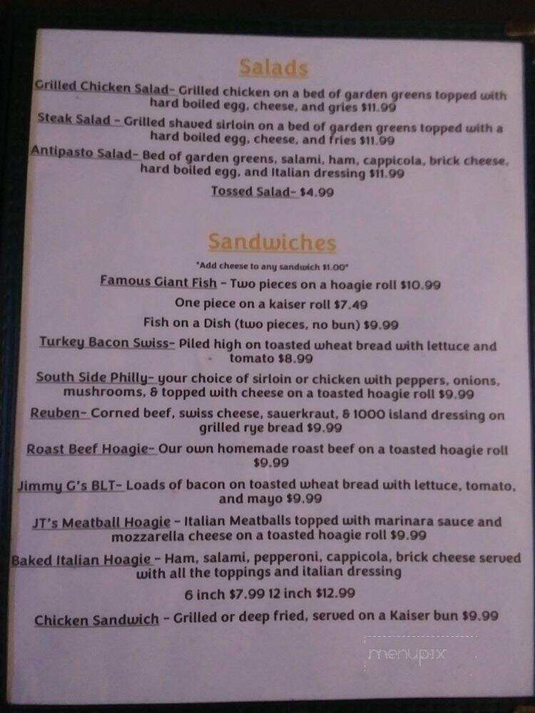 Jimmy G's Bar & Grill - Canonsburg, PA menu_pic