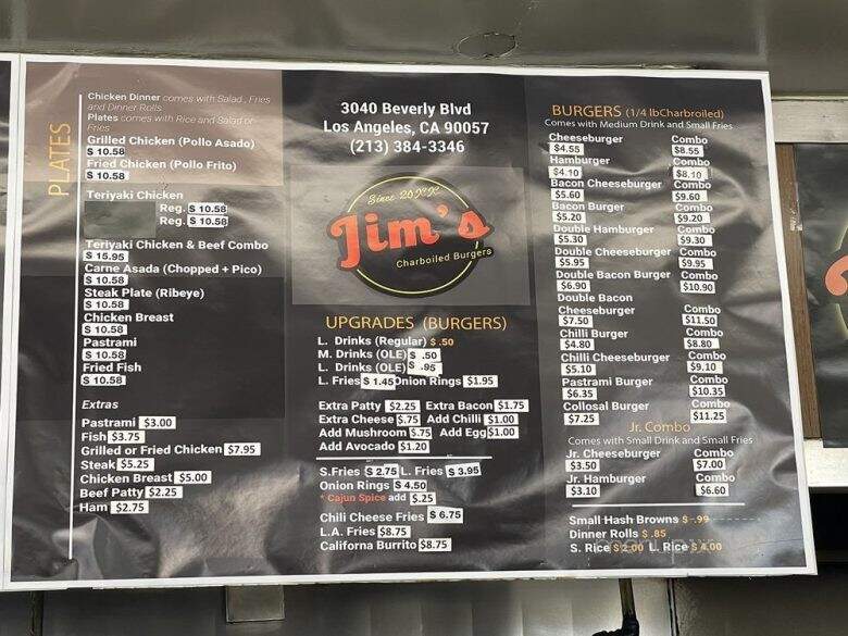 Jim's Burgers - Los Angeles, CA menu_pic