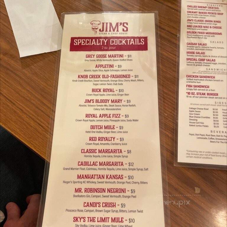 Jim's Steak & Chophouse - Pittsburg, KS menu_pic
