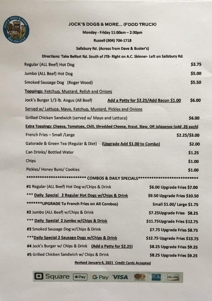 Jocks Dogs & More - Jacksonville, FL menu_pic