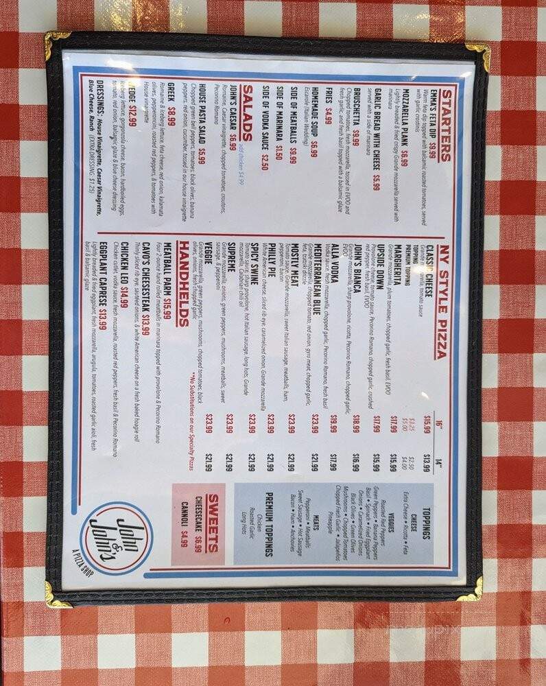 John and John's A Pizza Shop - Orlando, FL menu_pic