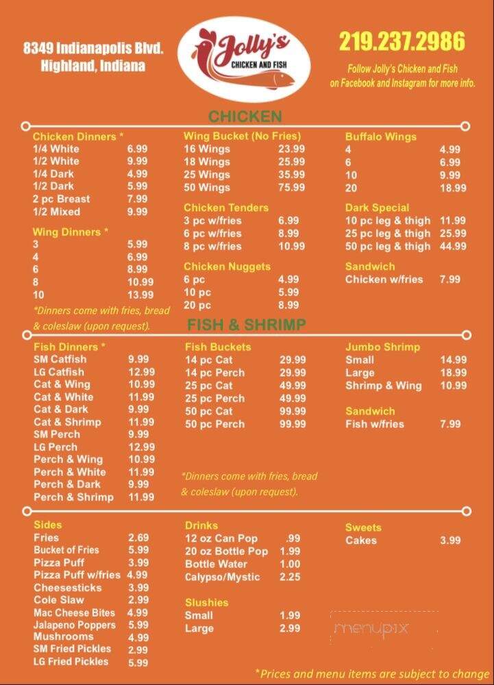Jolly's Chicken and Fish - Highland, IN menu_pic