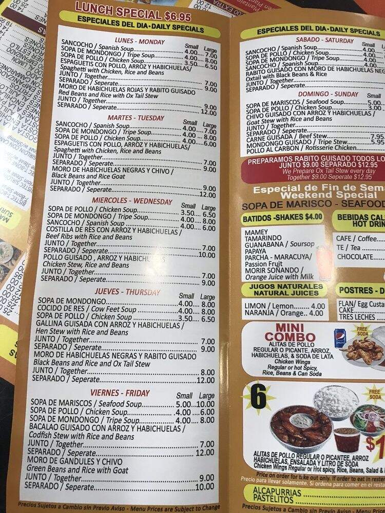 Jorge's Restaurant - Ridgewood, NY menu_pic