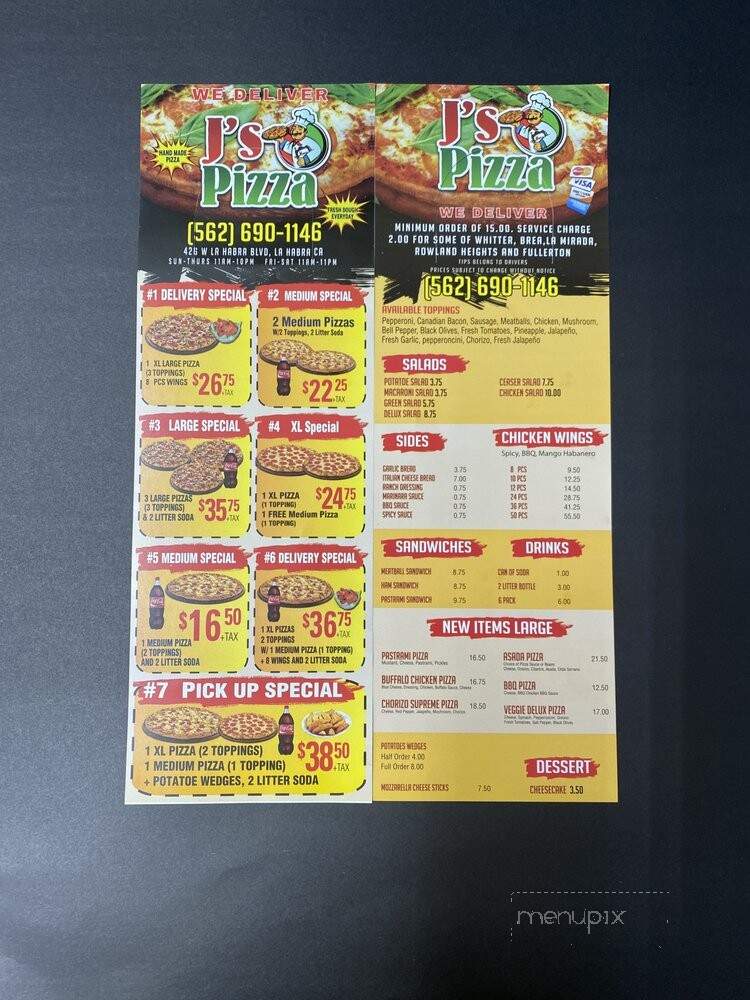 J's Pizza - La Habra, CA menu_pic