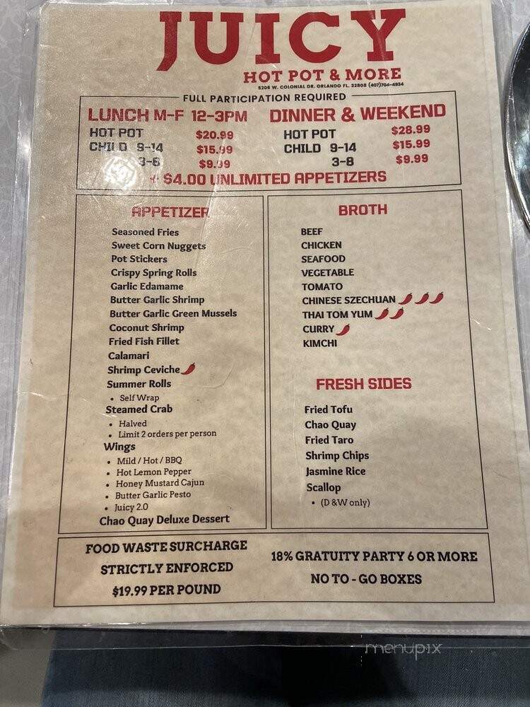 JuicyPot - Orlando, FL menu_pic