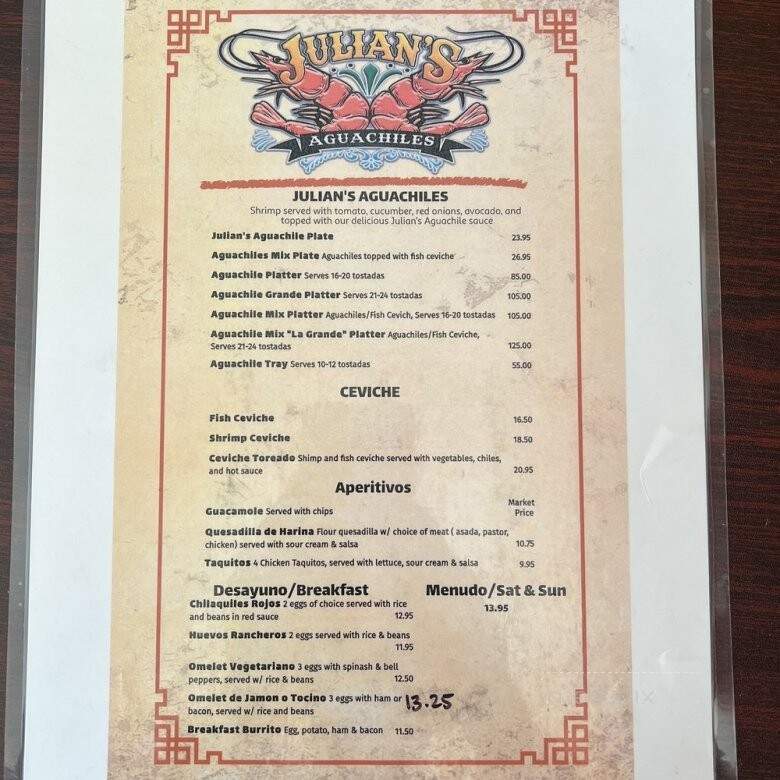 Julian's Aguachiles - Oxnard, CA menu_pic