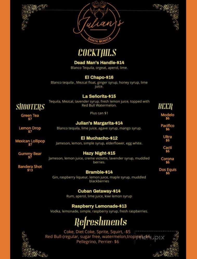 Julian's Tequila & Mezcal Lounge - Santa Monica, CA menu_pic