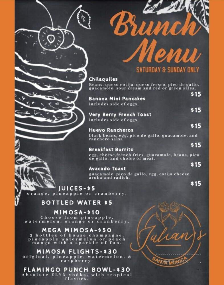 Julian's Tequila & Mezcal Lounge - Santa Monica, CA menu_pic