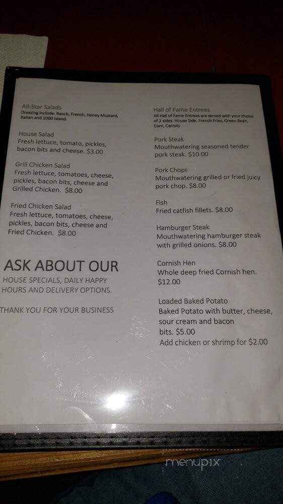 June Bug's All Star Grill - Maury City, TN menu_pic
