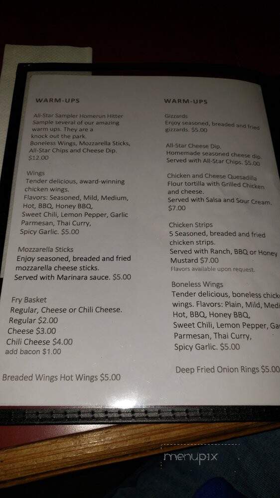 June Bug's All Star Grill - Maury City, TN menu_pic
