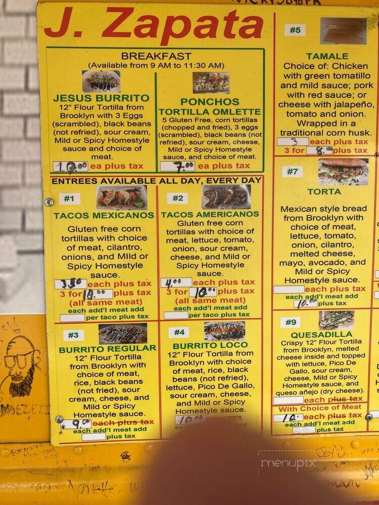 J Zapata - Hazle Township, PA menu_pic