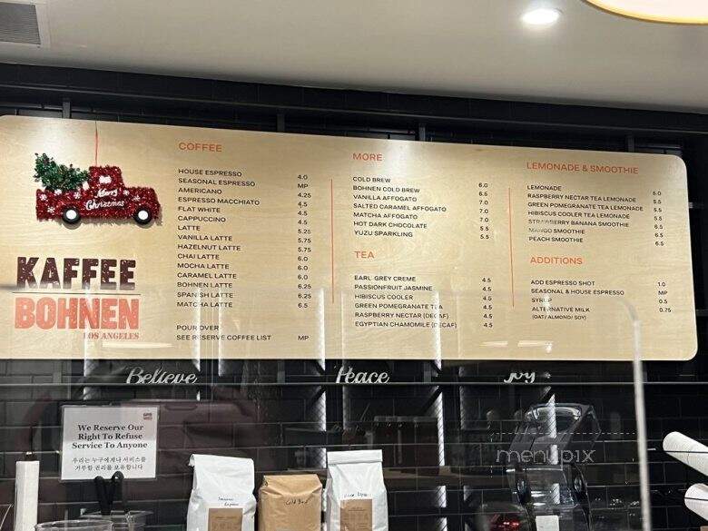 Kaffee Bohnen - Los Angeles, CA menu_pic