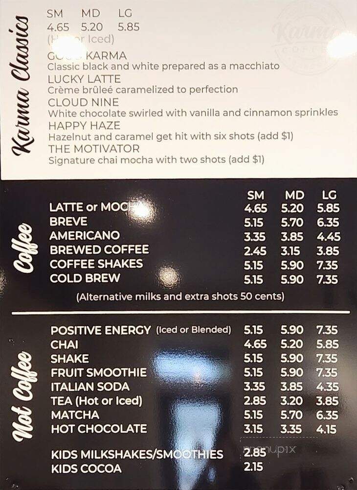 Karma Coffee Bar and Bakery - Dallas, OR menu_pic