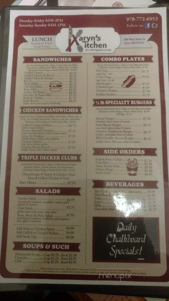 Dan's Place - Ayer, MA menu_pic