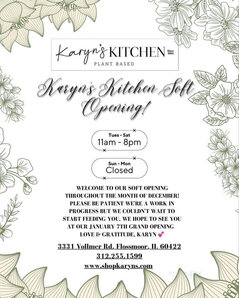Karyn's Kitchen - Flossmoor, IL menu_pic